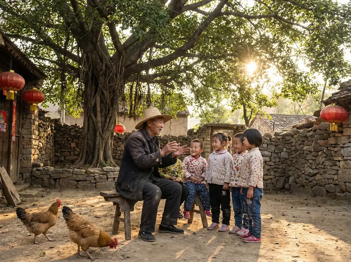 老人在大榕树下给孩子们讲故事 - 赶集网求职简历 乡村记忆
